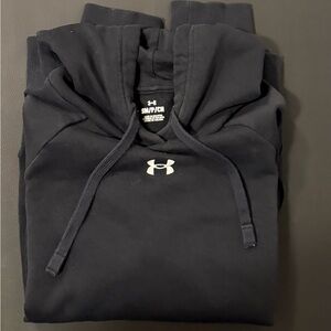 Women’s Under Armour Black Pullover Hoodie with White Logo, Small